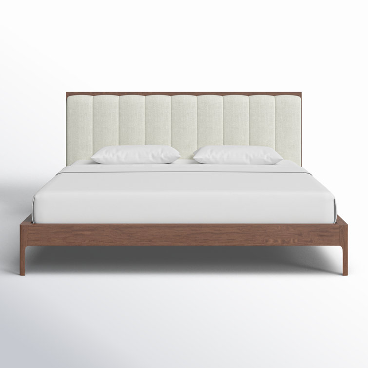 Tufted wood bed frame sales